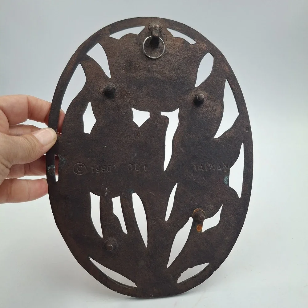 Vintage 1990 ODI Old Dutch Copper Tulip Trivet Cast Iron Flower Hot Plate Taiwan